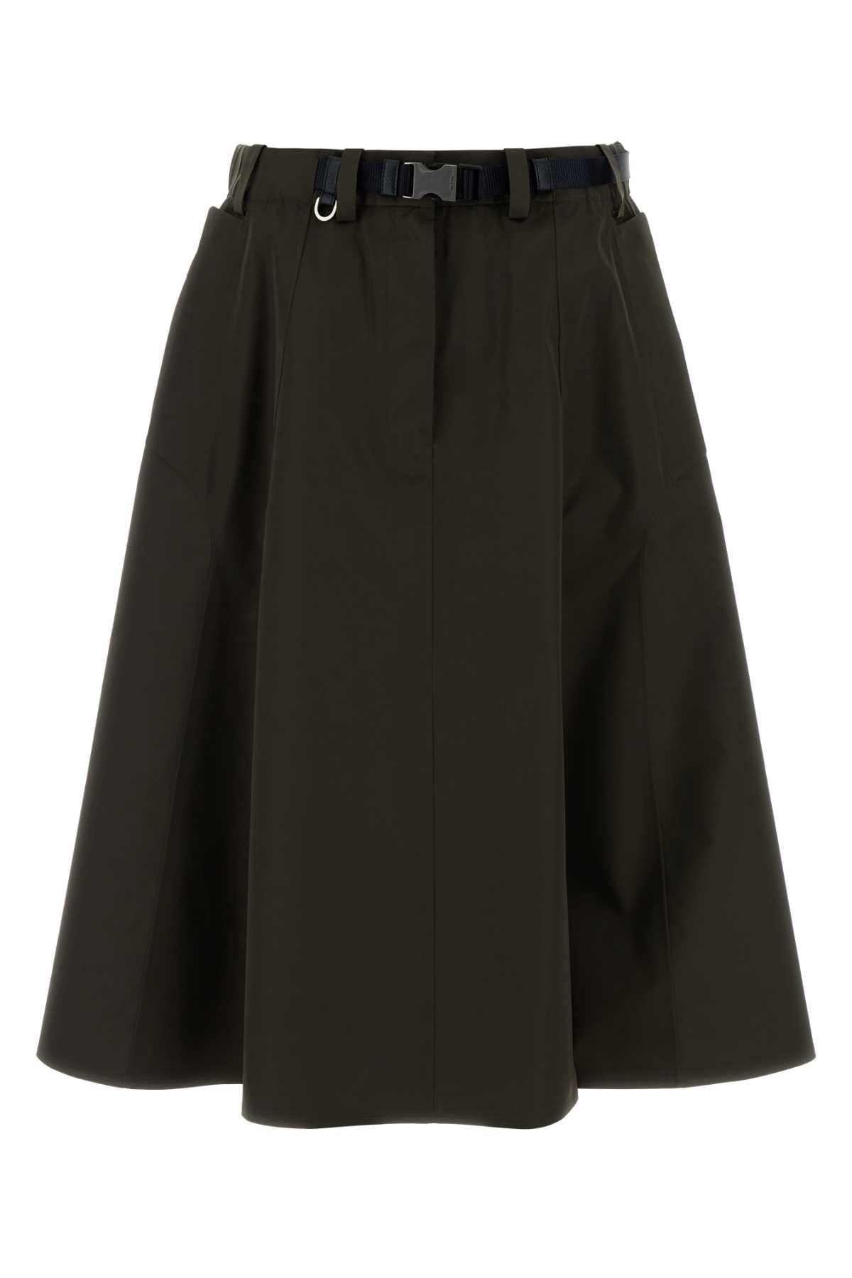 Prada Women Army Green Tech Fabric Skirt