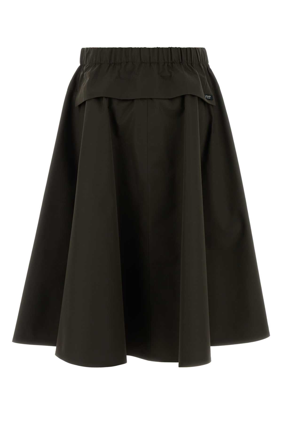 Prada Women Army Green Tech Fabric Skirt