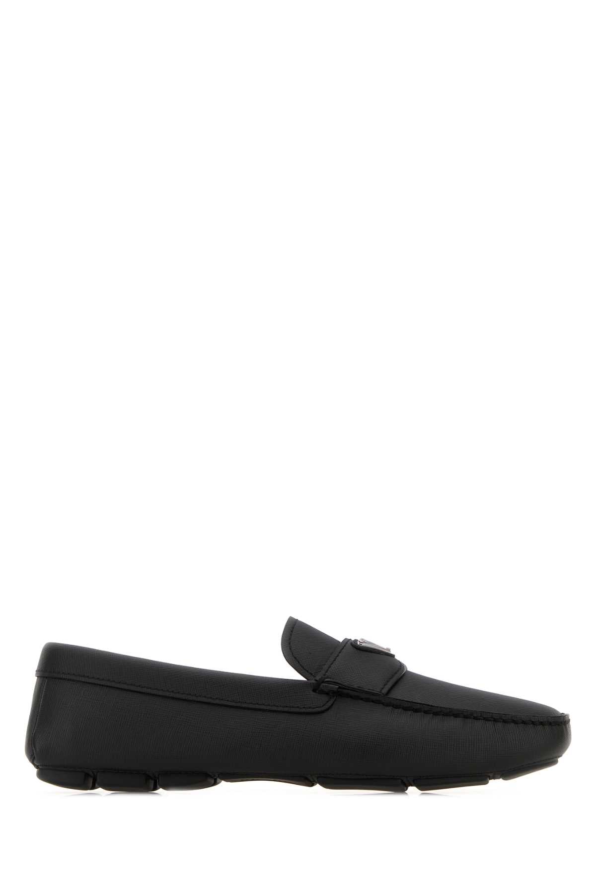 Prada Men Black Leather Loafers