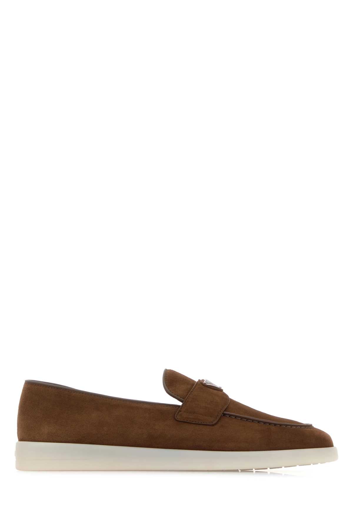 Prada Men Brown Suede Loafers