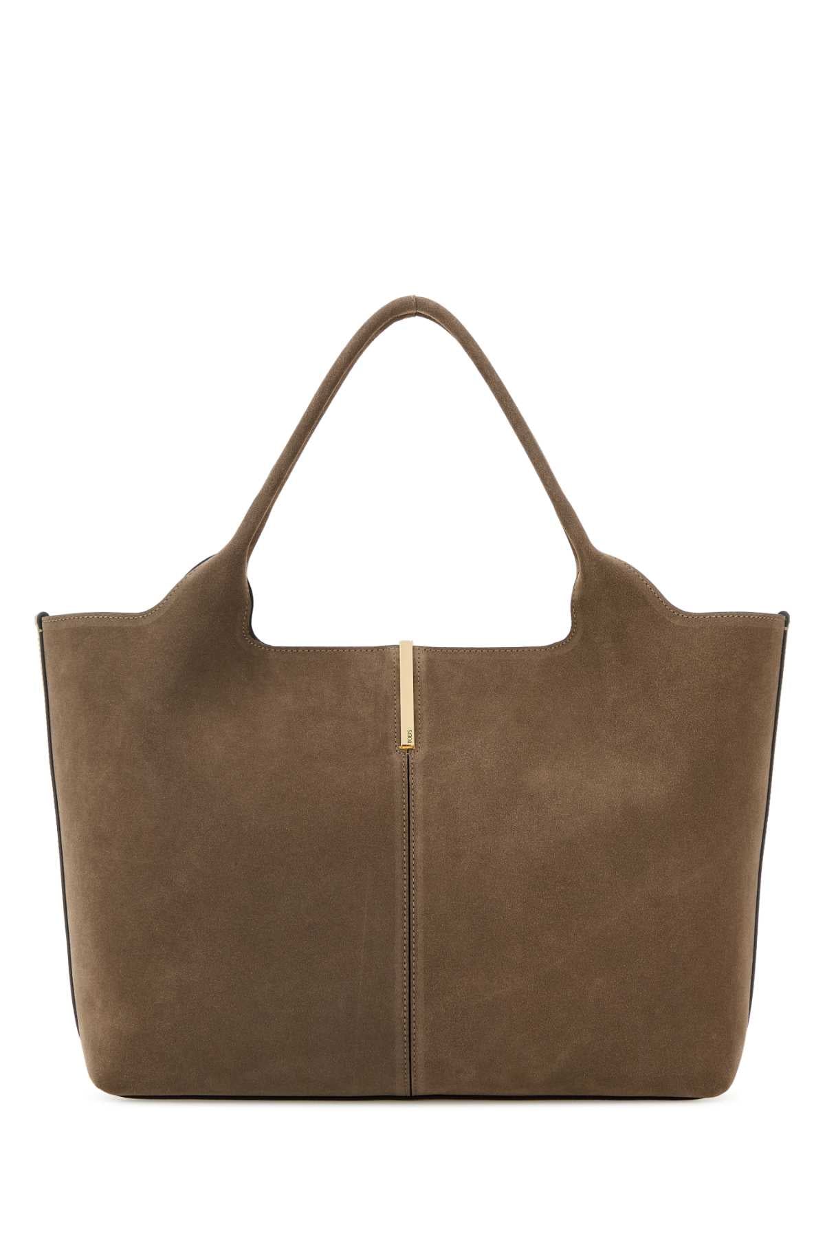 Tod's Women Dove Grey Suede Shopping Bag