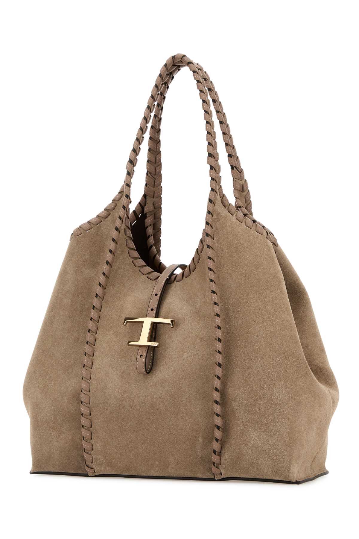 Tod's Women Dove Grey Suede Medium Shoulder Bag