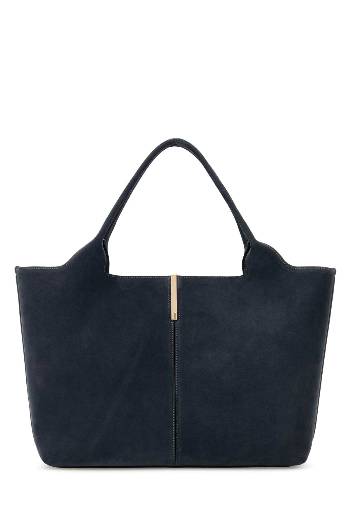Tod's Women Navy Blue Suede Shopping Bag