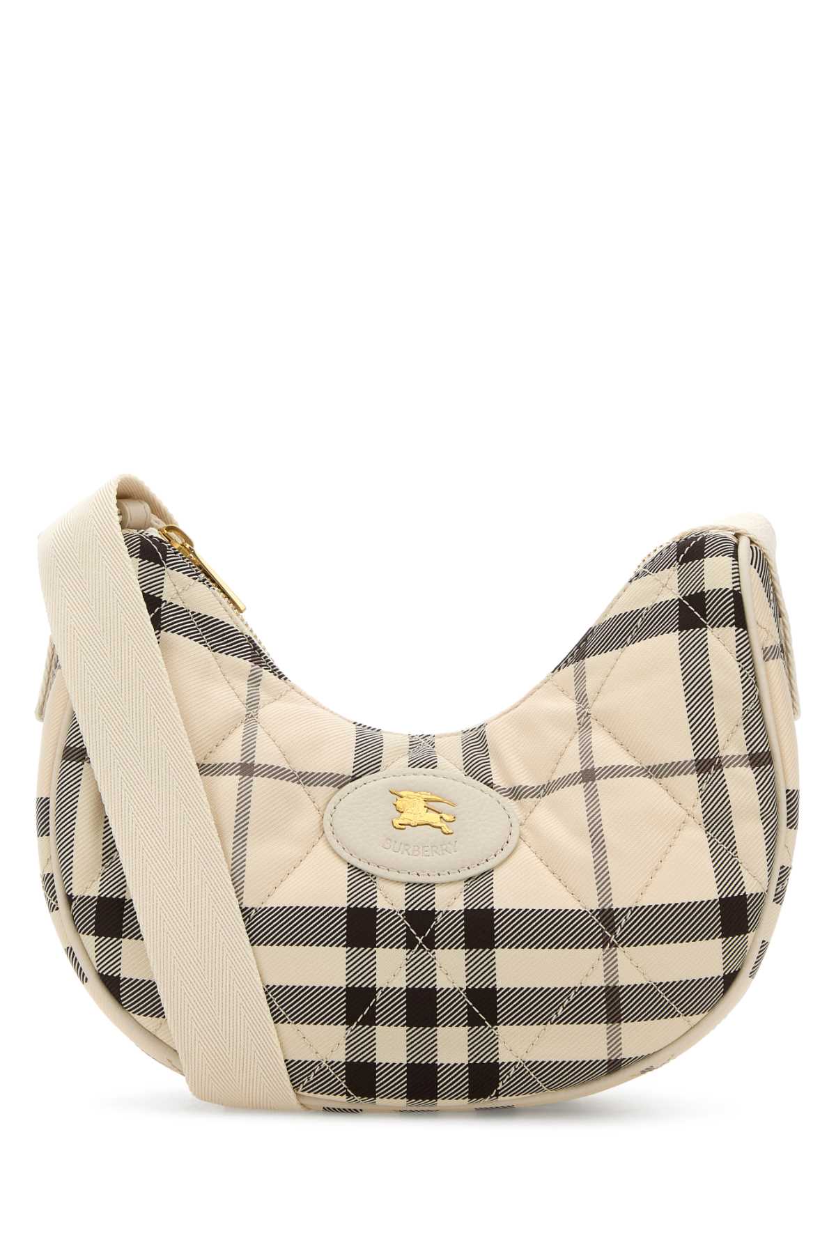 Burberry Women Embroidered Canvas Fabric Horseshoe Crossbody Bag