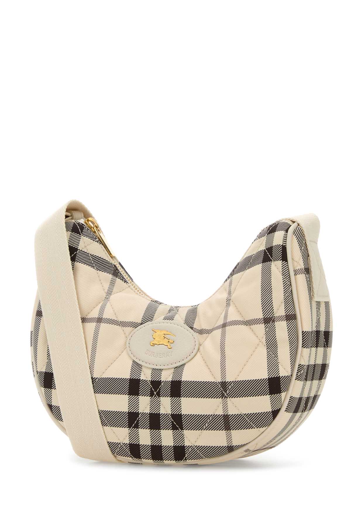 Burberry Women Embroidered Canvas Fabric Horseshoe Crossbody Bag