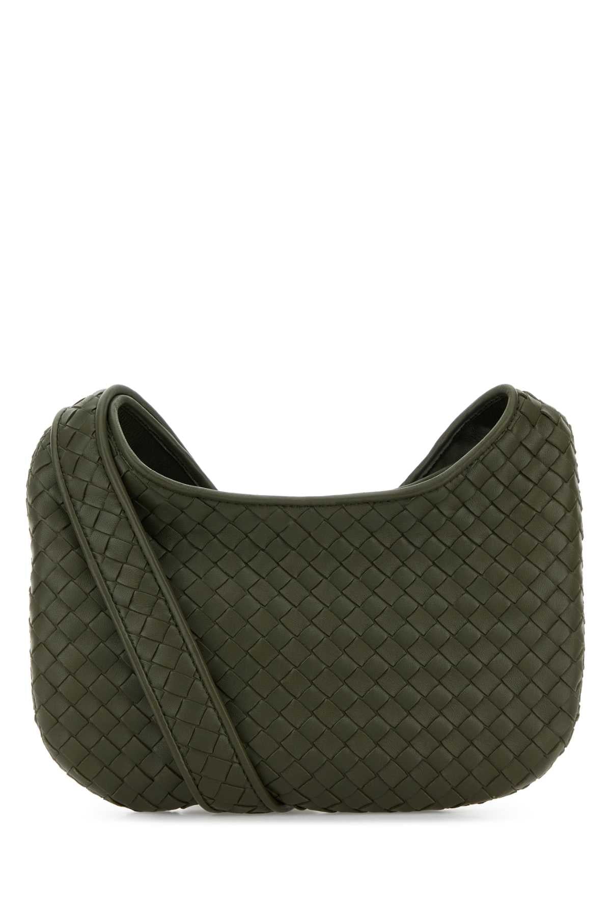 Bottega Veneta Men Army Green Leather Small Veneto Crossbody Bag