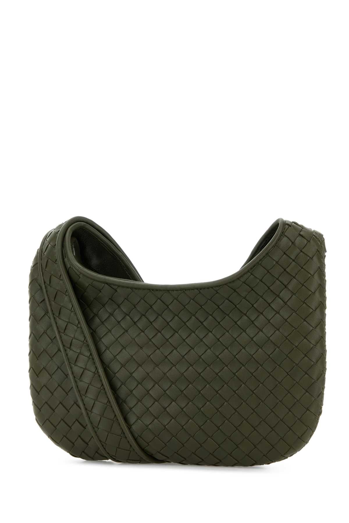 Bottega Veneta Men Army Green Leather Small Veneto Crossbody Bag