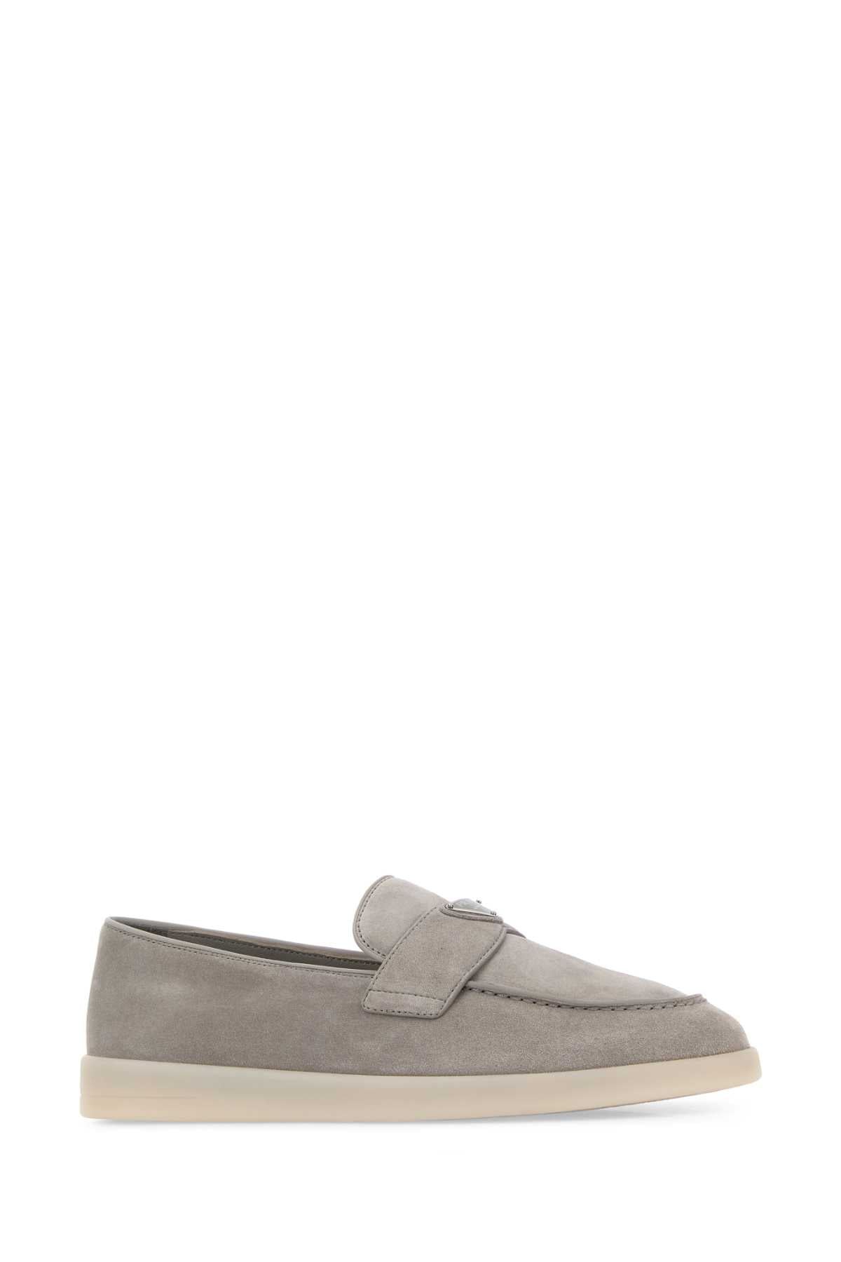 Prada Men Grey Suede Loafers