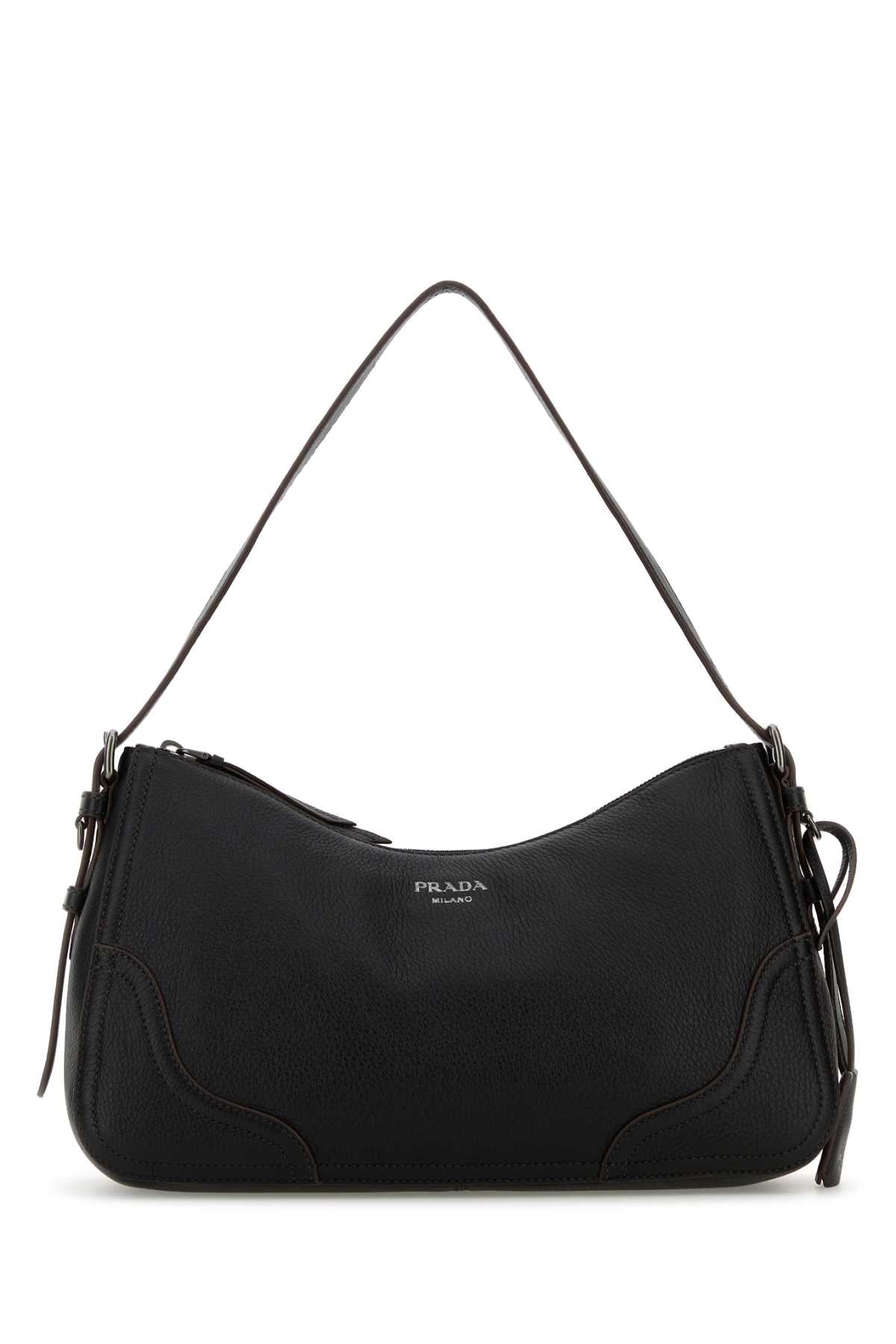 Prada Women Black Leather Shoulder Bag