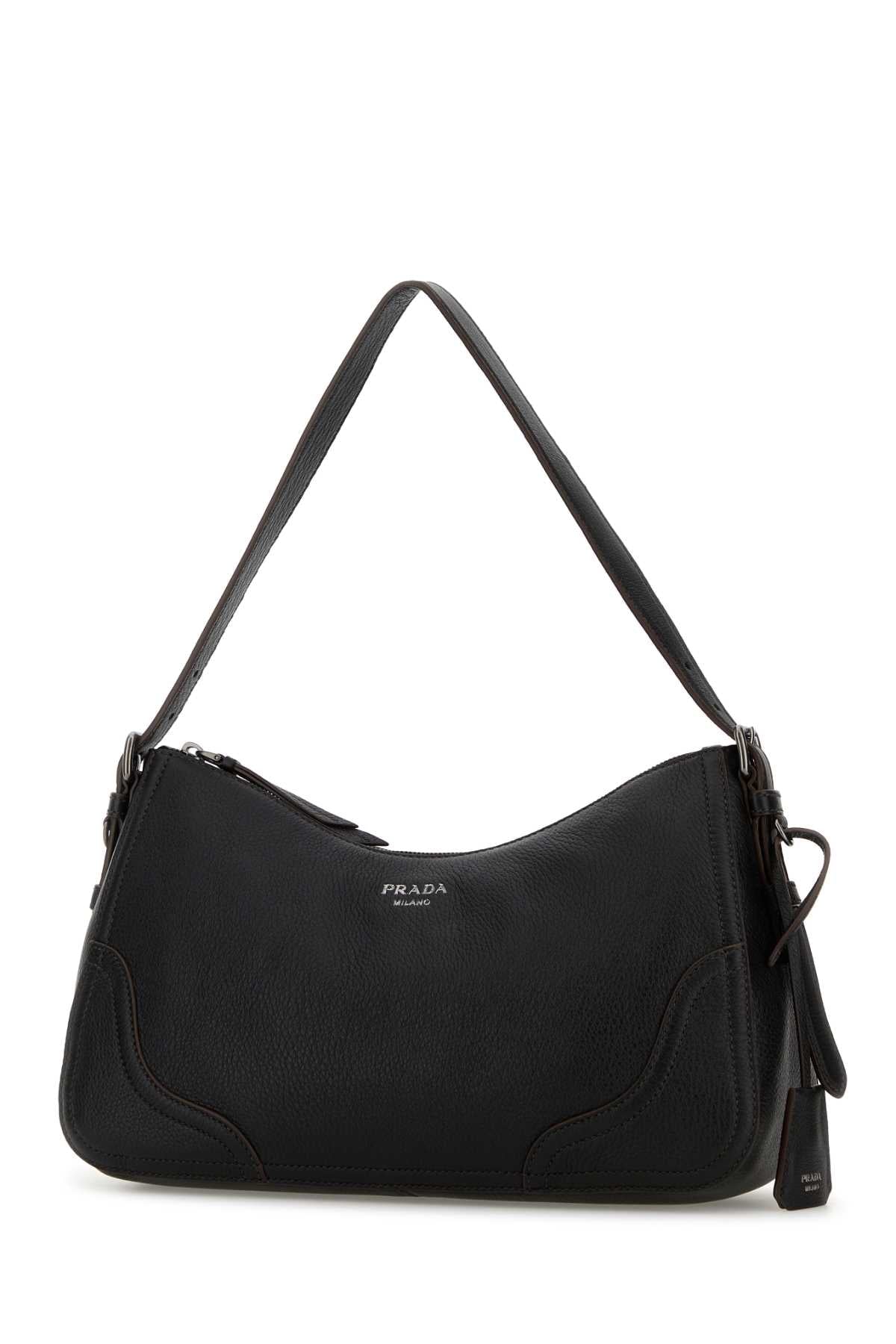 Prada Women Black Leather Shoulder Bag
