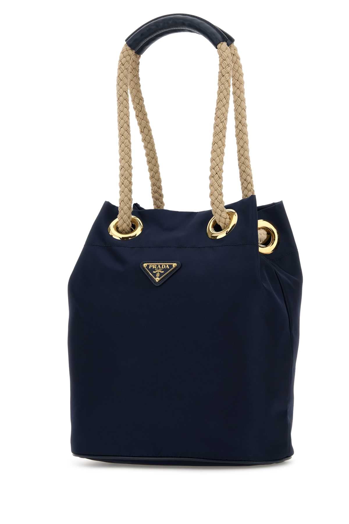 Prada Women Navy Blue Re-Nylon Prada Mariner Bucket Bag