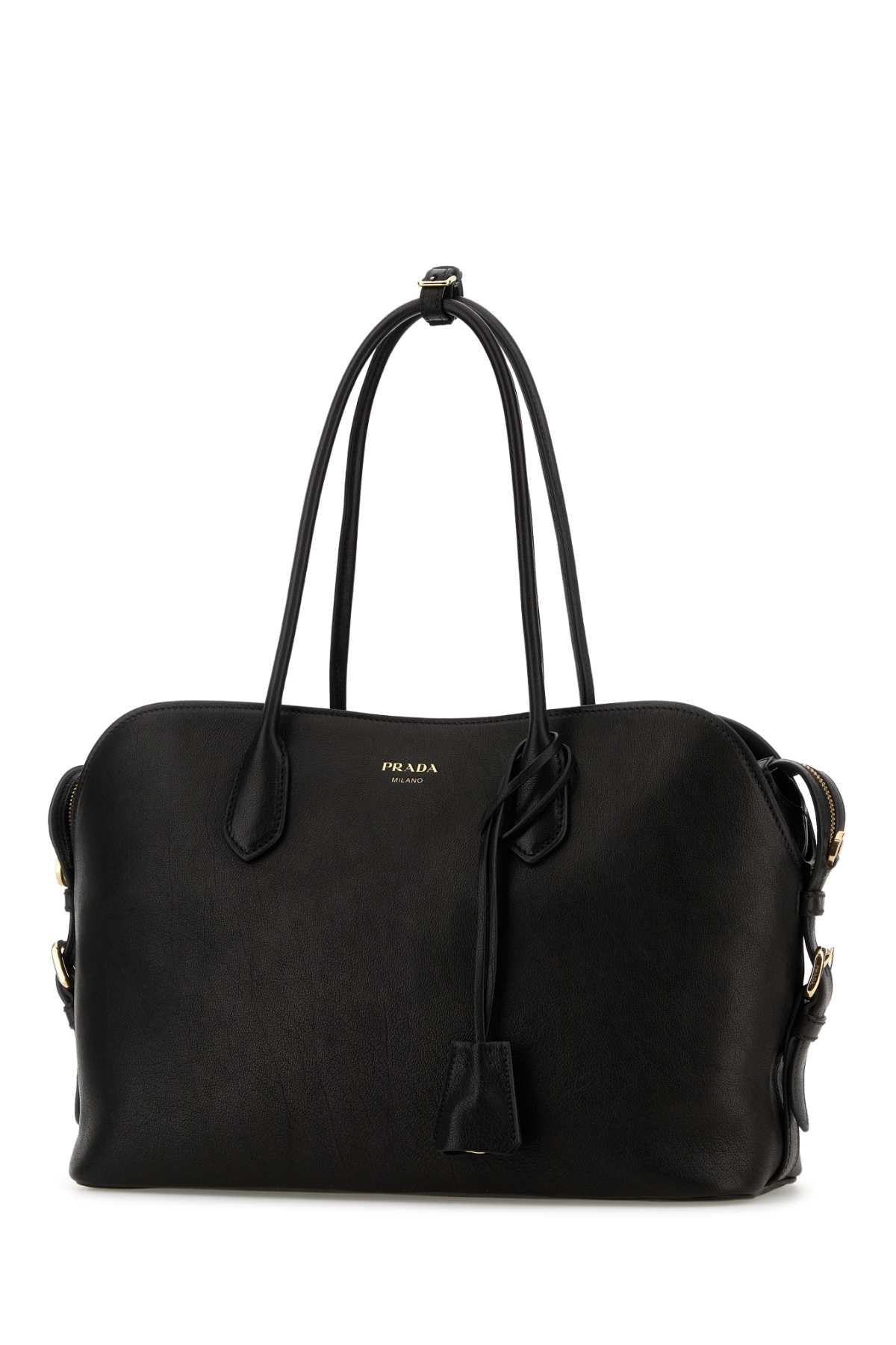 Prada Women Black Leather Large Shopping Bag