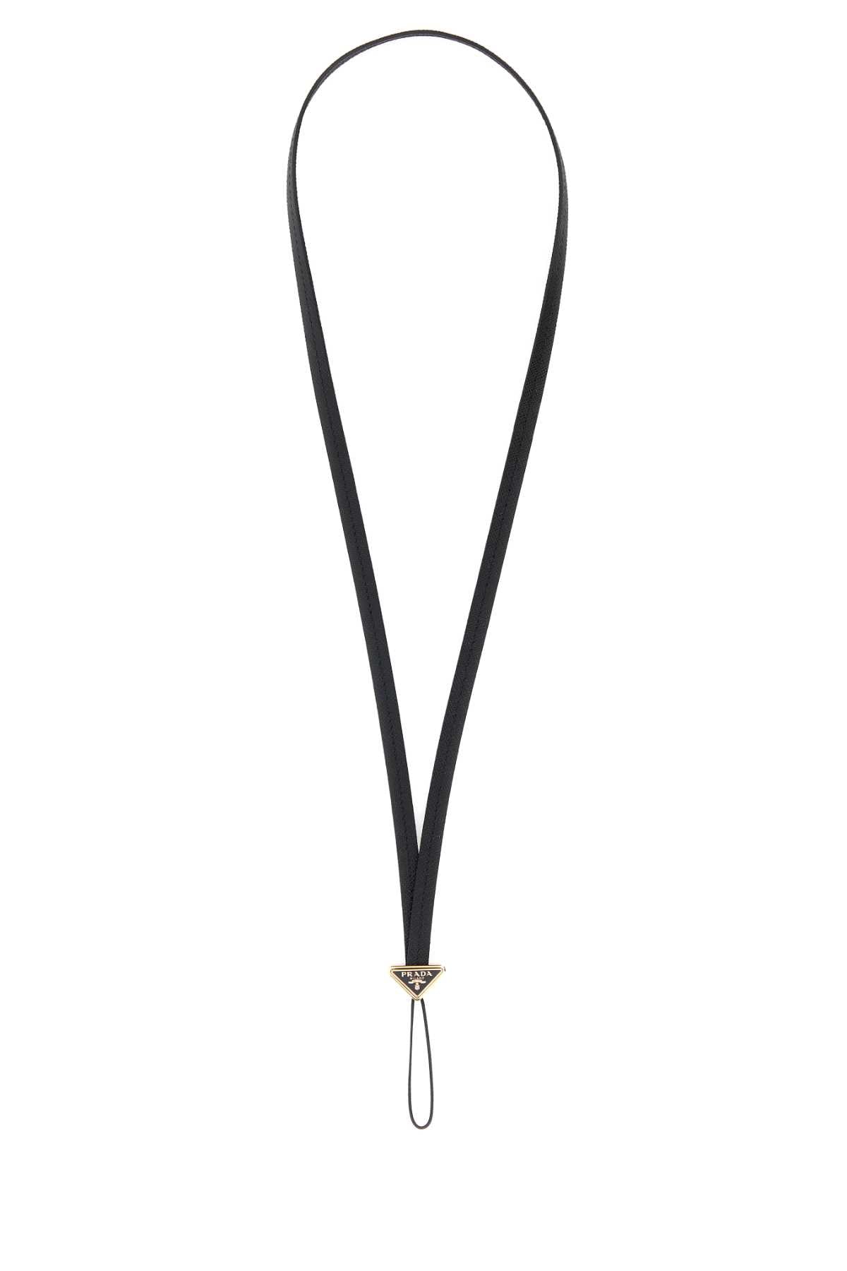 Prada Women Black Leather Headphone Holder