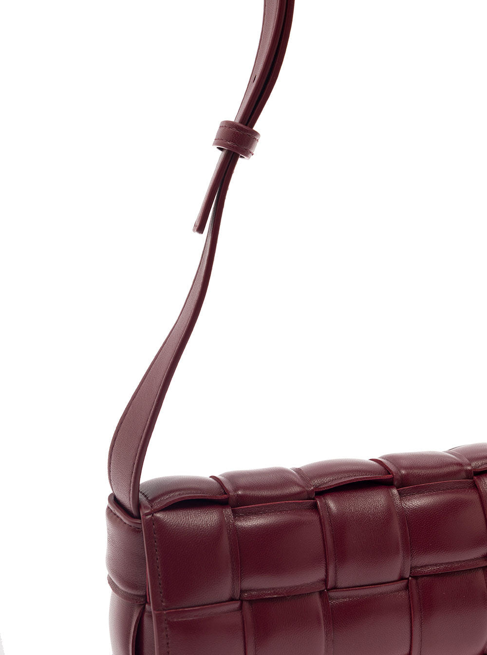 Bottega Veneta Women 'Small Padded Cassette' Bordeaux Crossbody Bag In Intreccio Nappa Leather Woman