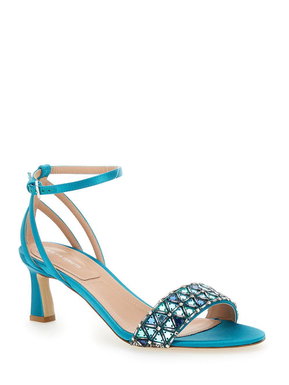 Alberta Ferretti Women Light Blue Sandals With Mirror-Like Details In Leather Woman