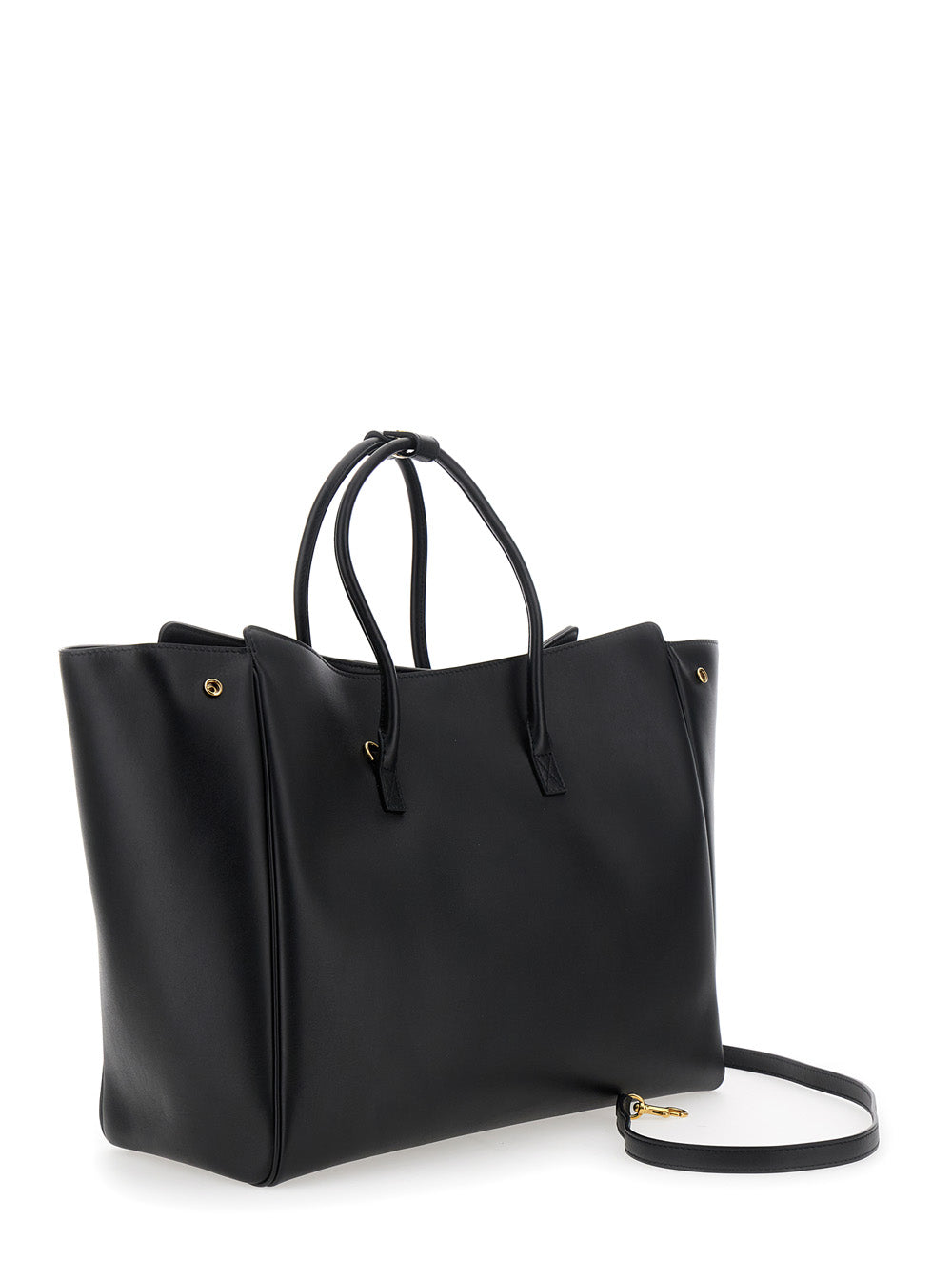 Balenciaga Women 'Hampton Medium' Black Handbag With Embossed Logo On The Front And Removable Key Ring In Leather Woman