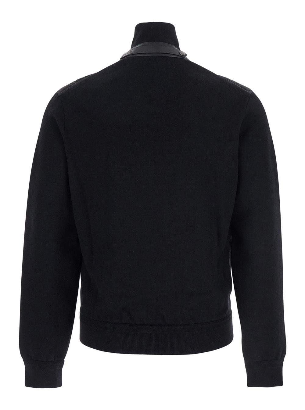 Tom Ford Men Black Jacket With Front Zip Closure In Wool Blend Man