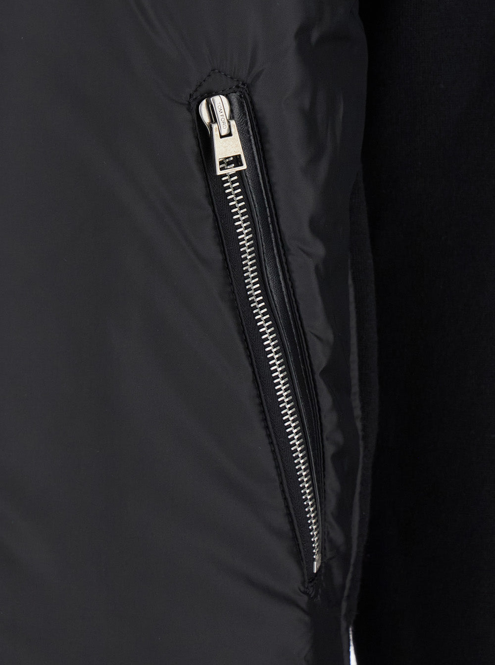 Tom Ford Men Black Jacket With Front Zip Closure In Wool Blend Man