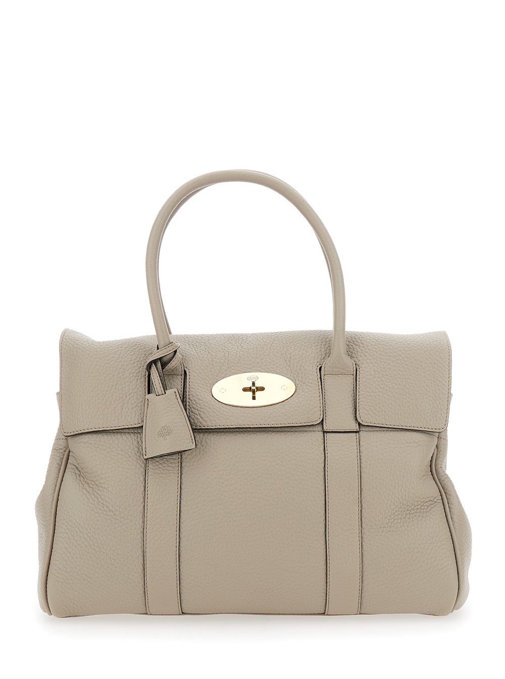 Mulberry Women 'Bayswater' Beige Shoulder Bag With Postman's Lock In Hammered Leather Woman