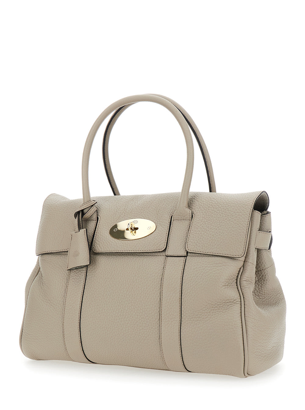 Mulberry Women 'Bayswater' Beige Shoulder Bag With Postman's Lock In Hammered Leather Woman