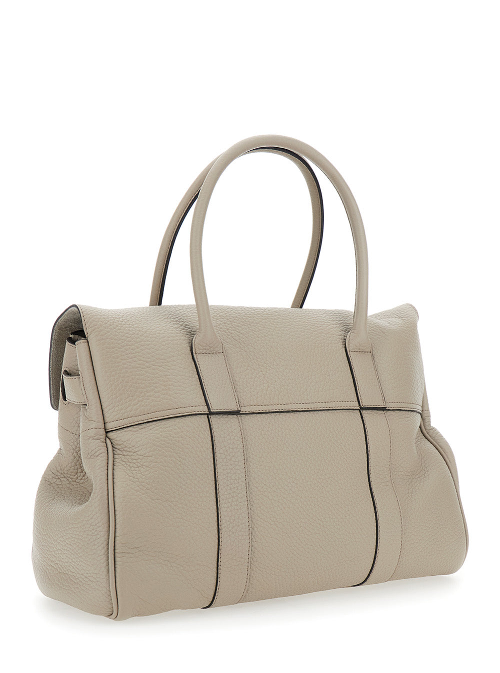 Mulberry Women 'Bayswater' Beige Shoulder Bag With Postman's Lock In Hammered Leather Woman