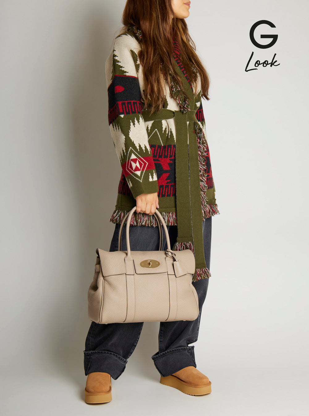 Mulberry Women 'Bayswater' Beige Shoulder Bag With Postman's Lock In Hammered Leather Woman