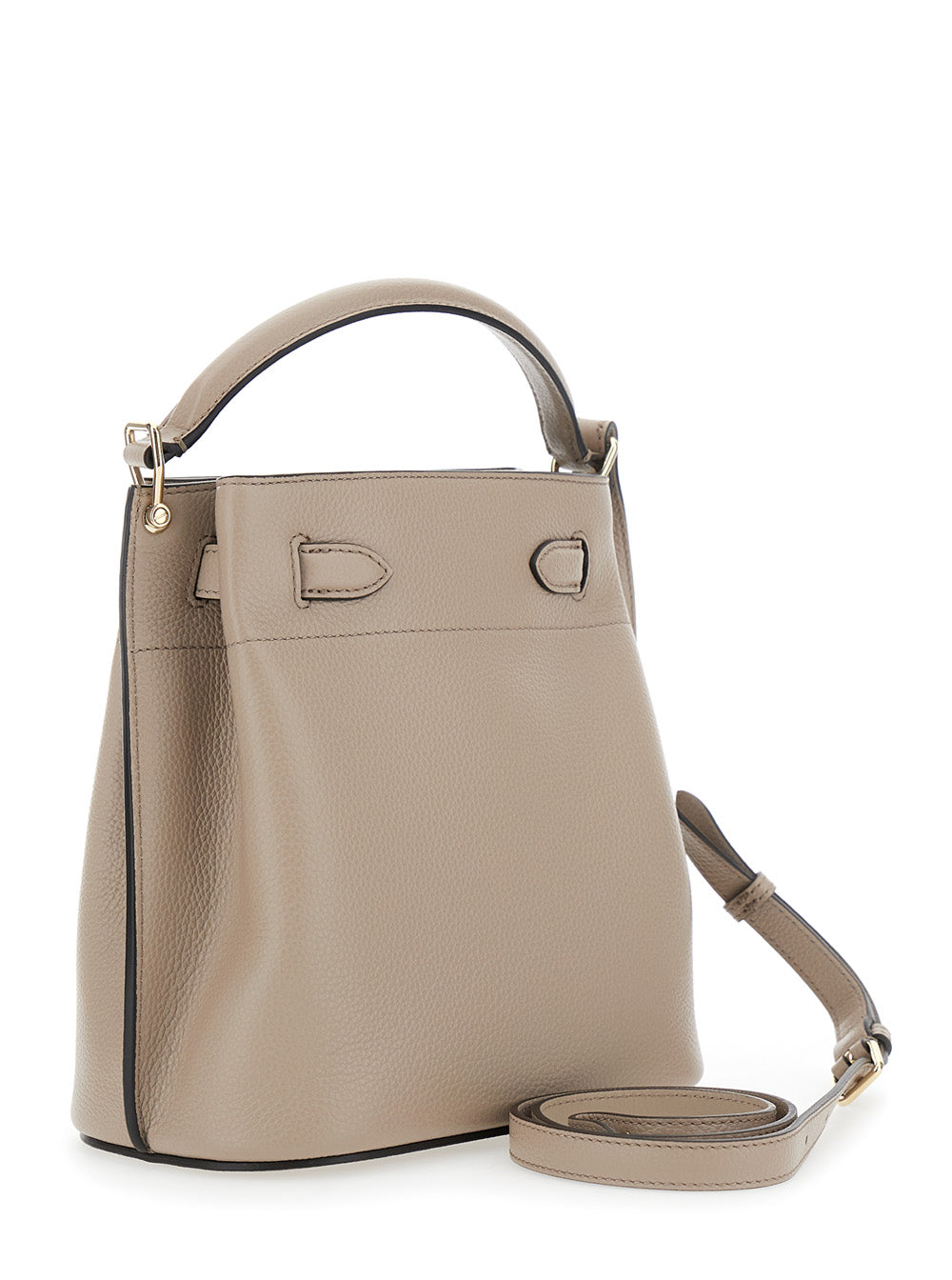 Mulberry Women 'Small Islington' Beige Bucket Bag With Twist Lock Closure In Hammered Leather Woman