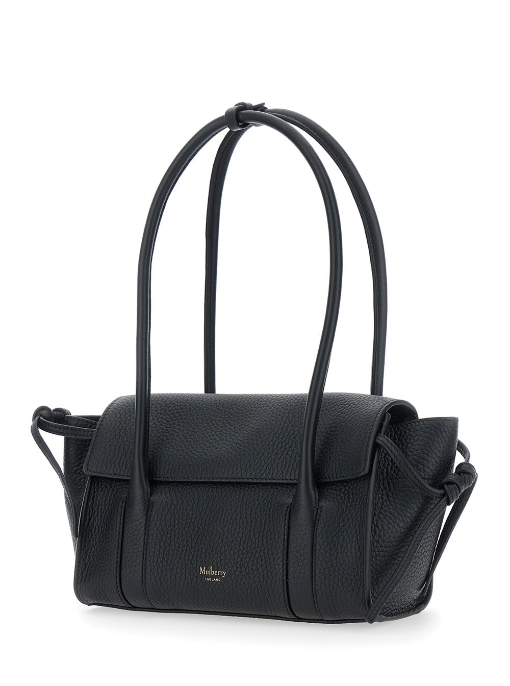 Mulberry Women 'Mini Bayswater' Black Shoulder Bag With Laminated Logo In Leather Woman