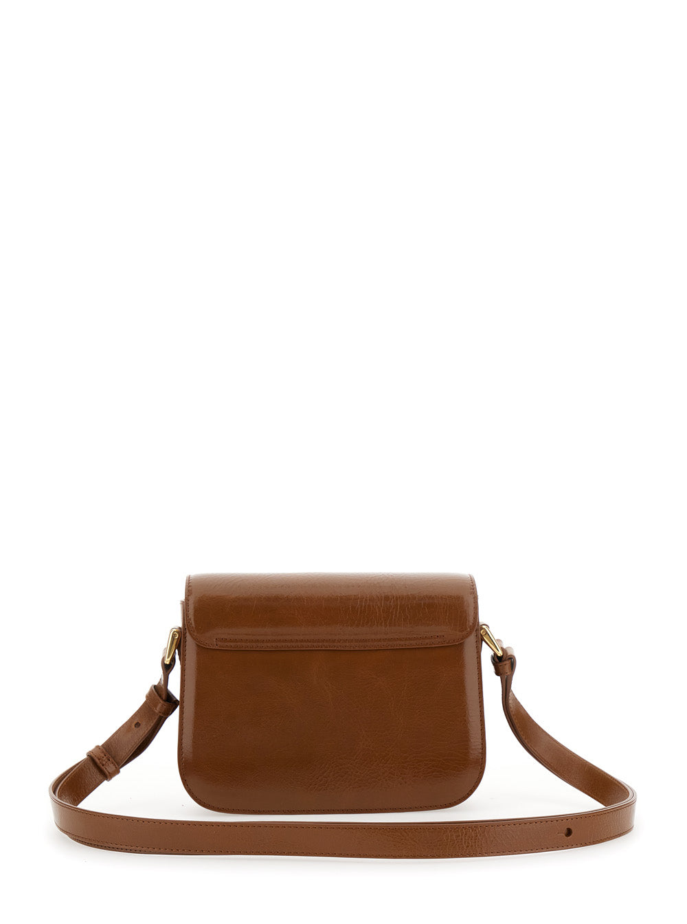 A.P.C. Women 'Grance' Brown Small Crossbody Bag Wirh Embossed Logo Lettering On The Front And Adjustable Shoulder Strap In Hammered Leather Woman