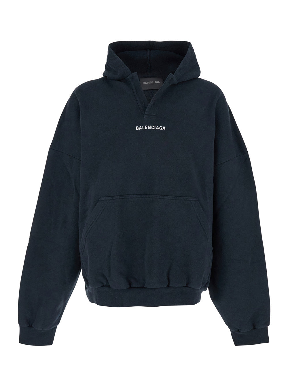 Balenciaga Men Black Hoodie With Logo Print On Front And Rear In Cotton Man