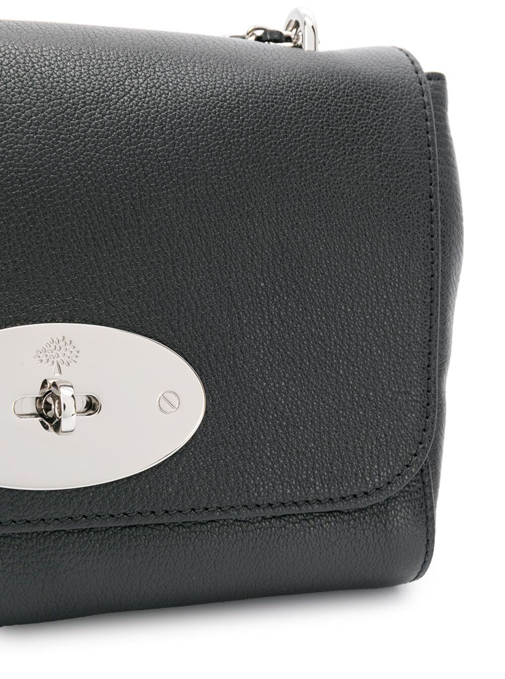 Mulberry Women 'Lily' Black Crossbody Bag With Turn-Lock Closure And Chain-Link Sliding Shoulder Strap In Leather Woman