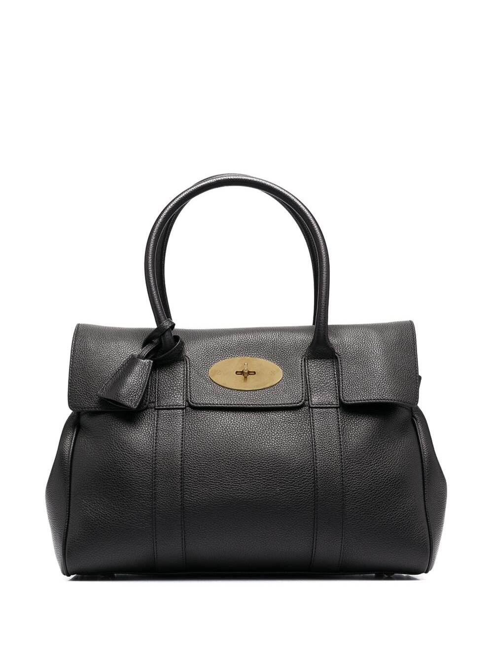 Mulberry Women 'Bayswater' Black Handbag With Twist-Lock Fastening In Grainy Leather Woman