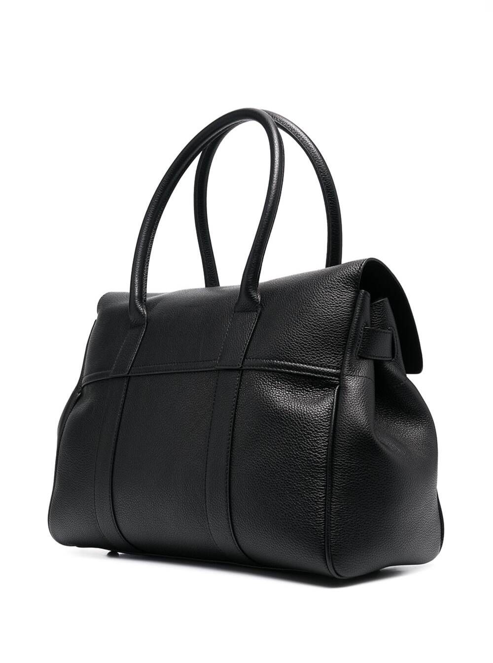 Mulberry Women 'Bayswater' Black Handbag With Twist-Lock Fastening In Grainy Leather Woman