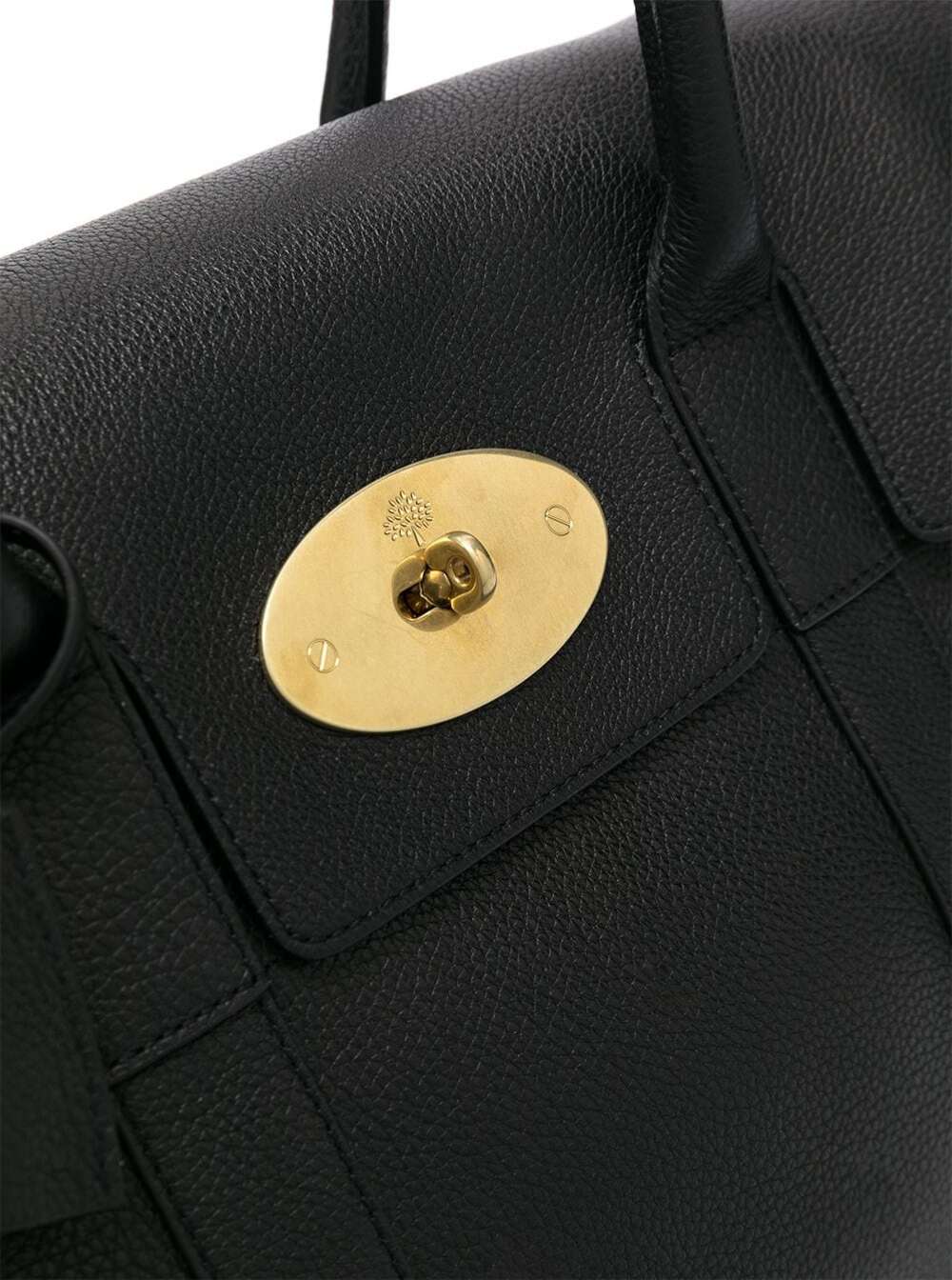 Mulberry Women 'Bayswater' Black Handbag With Twist-Lock Fastening In Grainy Leather Woman