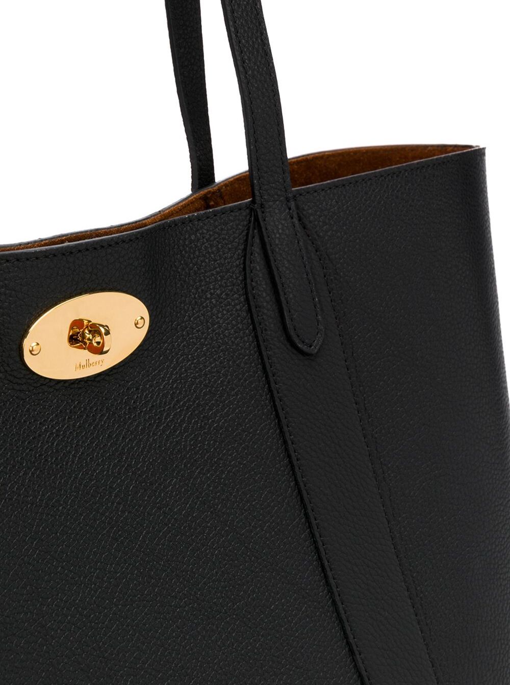 Mulberry Women Black Tote Bag With Front Turn-Lock Closure And And Two Top Handles In Leather Woman