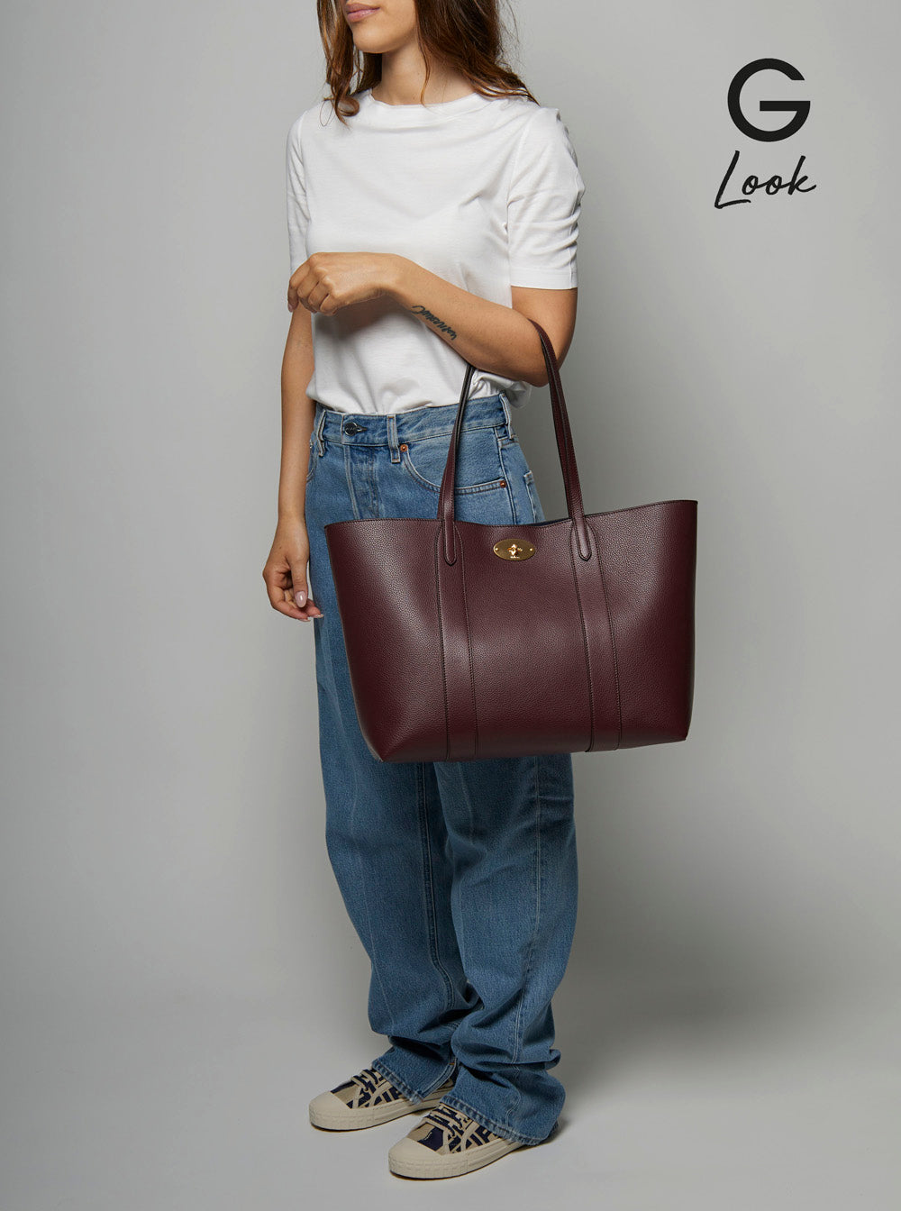 Mulberry Women 'Bayswater Small' Bordeaux Tote Bag With Postman's Lock Closure In Leather Woman