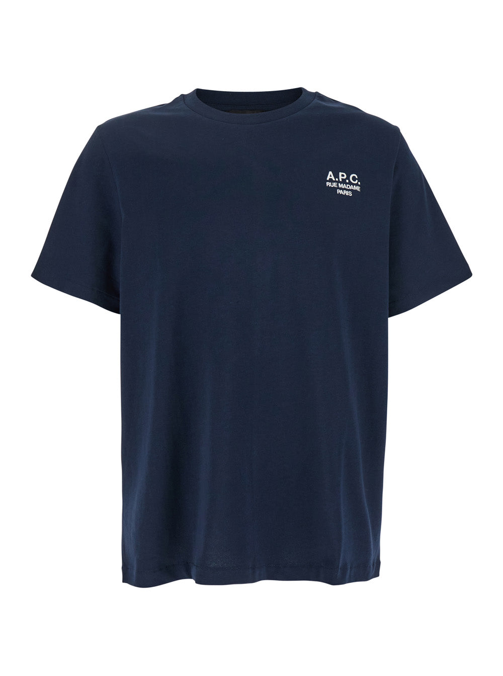 A.P.C. Women Blue Crewneck T-Shirt With Logo Embroidered On The Front In Cotton Woman