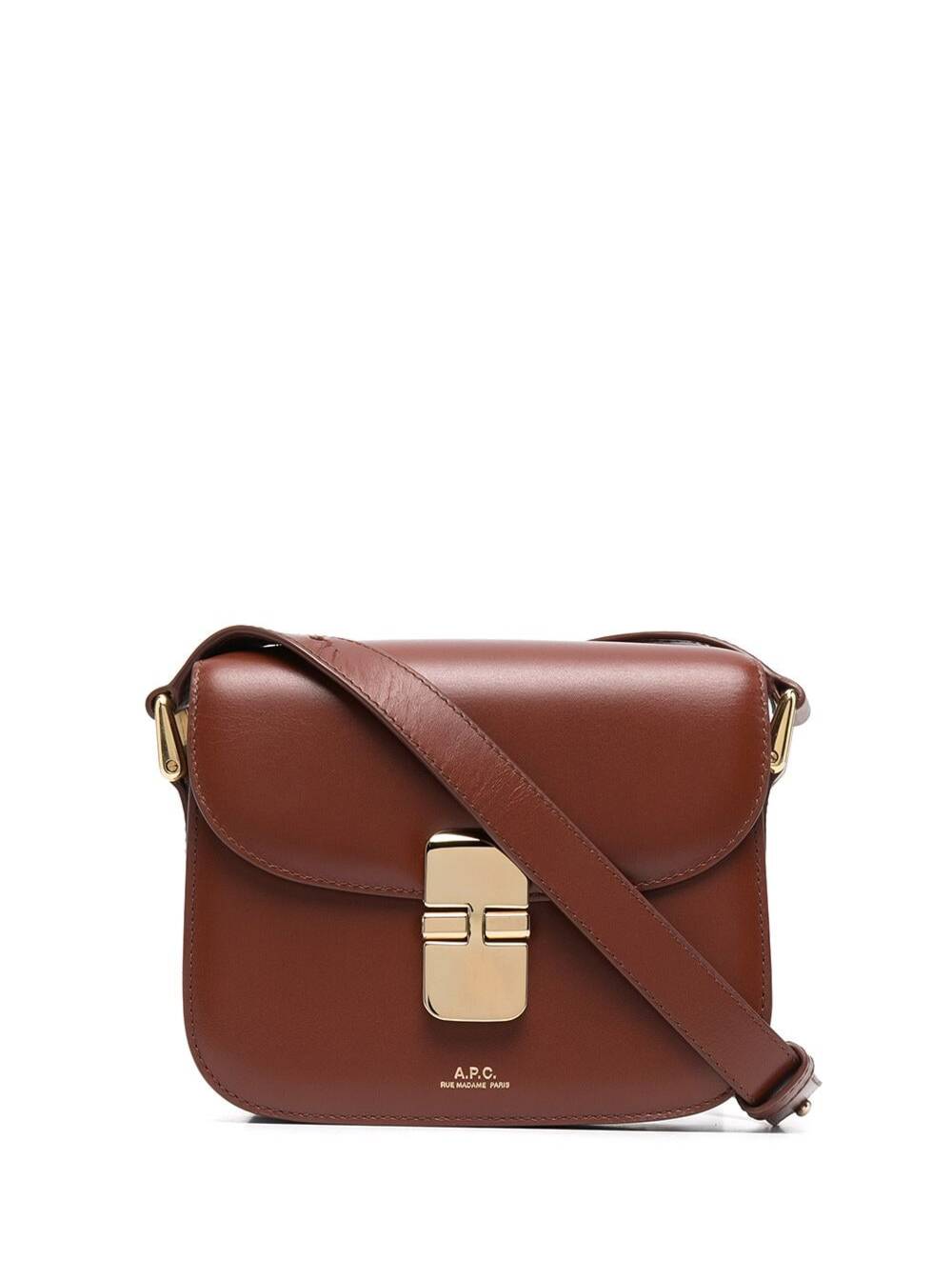 A.P.C. Women Grace Mini Brown Leather Crossbody Bag Woman