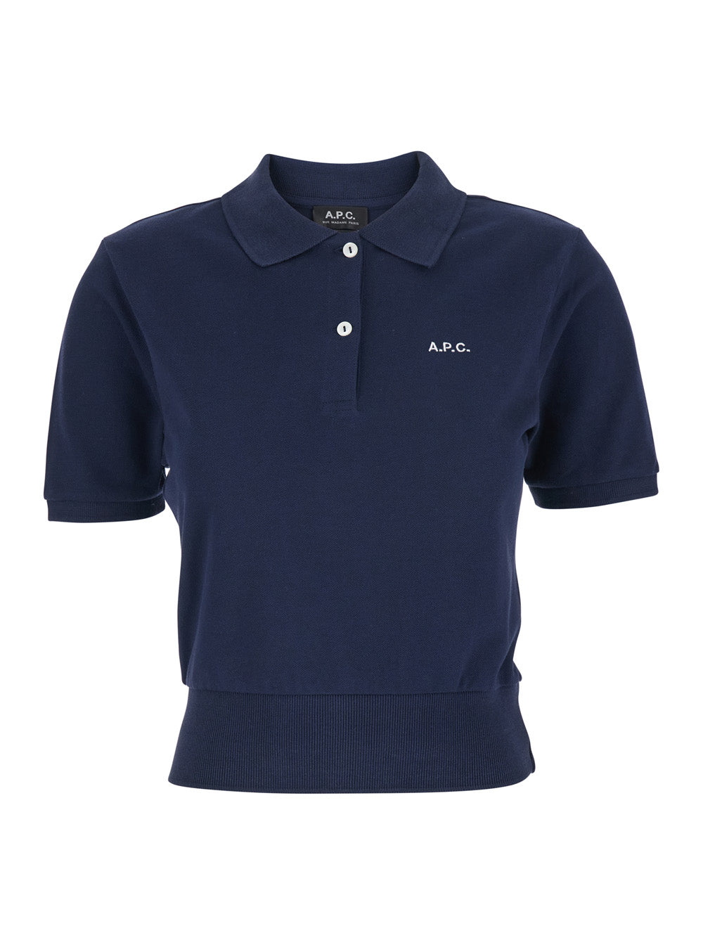 A.P.C. Women 'Oceane' Blue Polo Shirt With Classic Collar And Logo Embroidery On The Front In Cotton Woman
