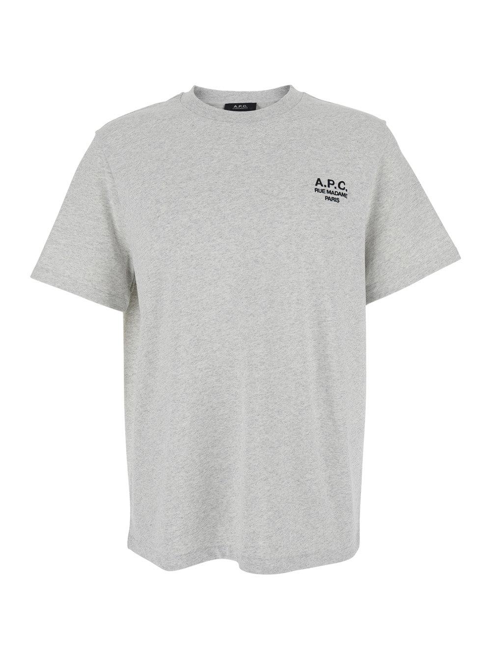 A.P.C. Women Grey Crewneck T-Shirt With Logo Embroidered On The Front In Cotton Woman