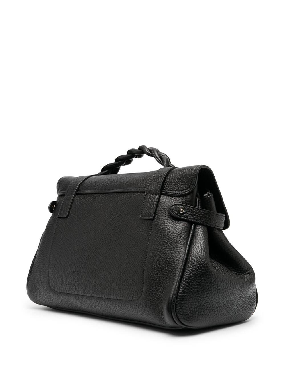 Mulberry Women 'Alexa' Black Handbag With Adjustable And Removable Shoulder Strap And Magnetic Closure In Granied Leather Woman