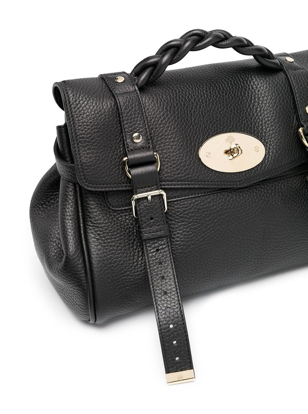 Mulberry Women 'Alexa' Black Handbag With Adjustable And Removable Shoulder Strap And Magnetic Closure In Granied Leather Woman