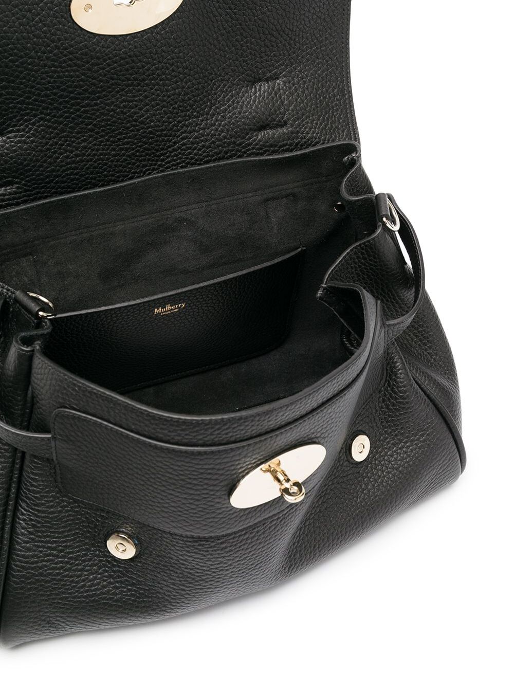 Mulberry Women 'Alexa' Black Handbag With Adjustable And Removable Shoulder Strap And Magnetic Closure In Granied Leather Woman
