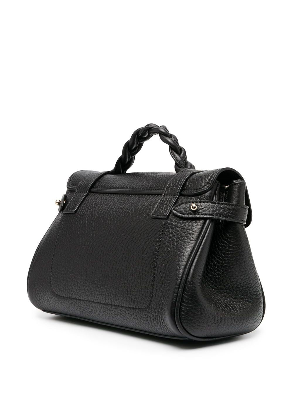 Mulberry Women 'Alexa' Black Mini Handbag With Adjustable And Removable Shoulder Strap And Braided Handle In Grained Leather Woman