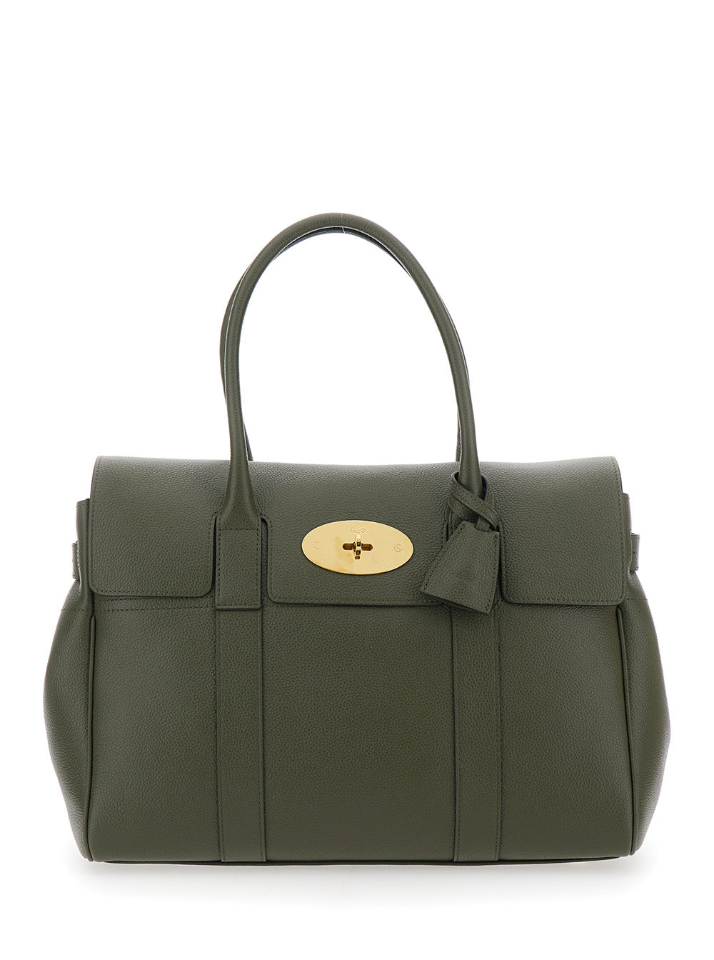 Mulberry Women 'Bayswater' Green Handbag With Twist-Lock Closure In Grained Leather Woman