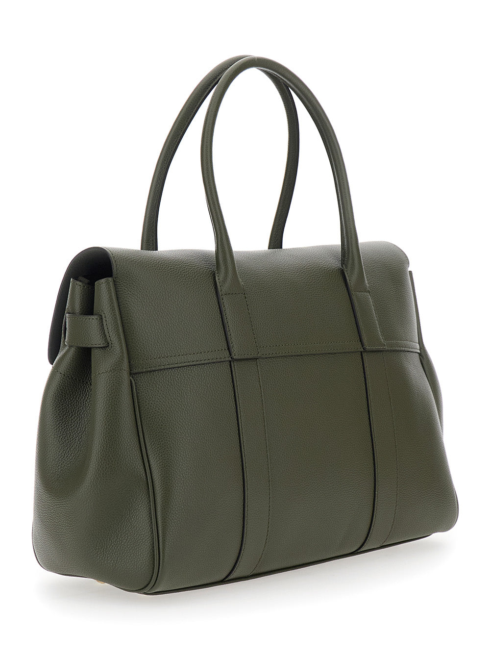 Mulberry Women 'Bayswater' Green Handbag With Twist-Lock Closure In Grained Leather Woman