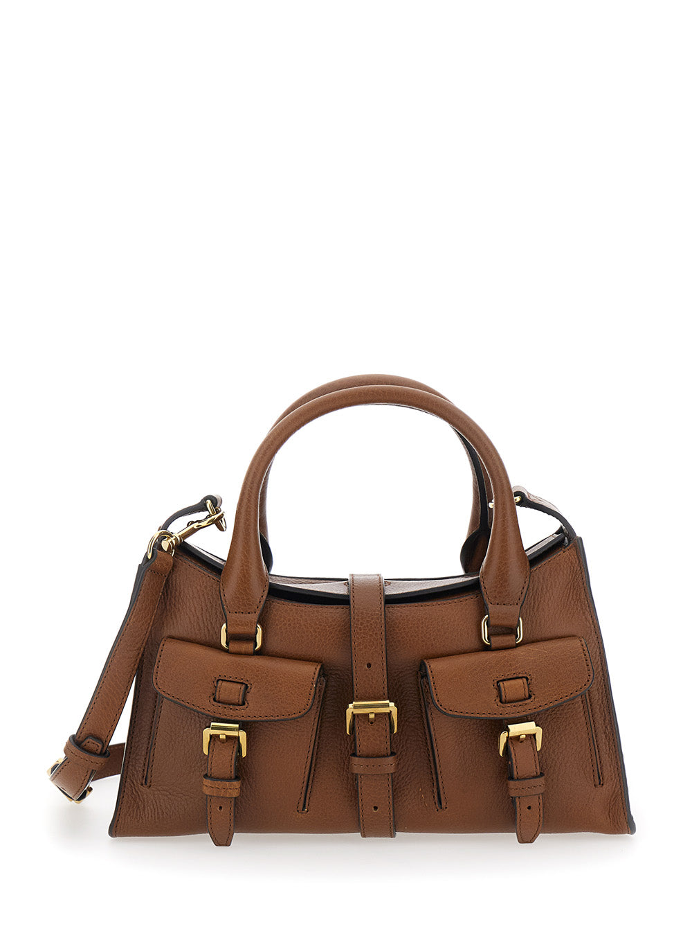 Mulberry Women 'Roxanne' Brown Small Handbag With Adjustable And Removable Shoulder Strap And Two Front Pockets In Leather Woman