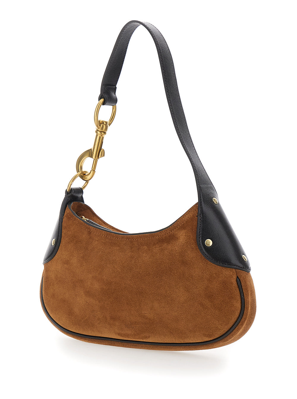 Mulberry Women 'Hackney' Brown Shoulder Bag With Logo Imprinted On The Front In Suede Woman