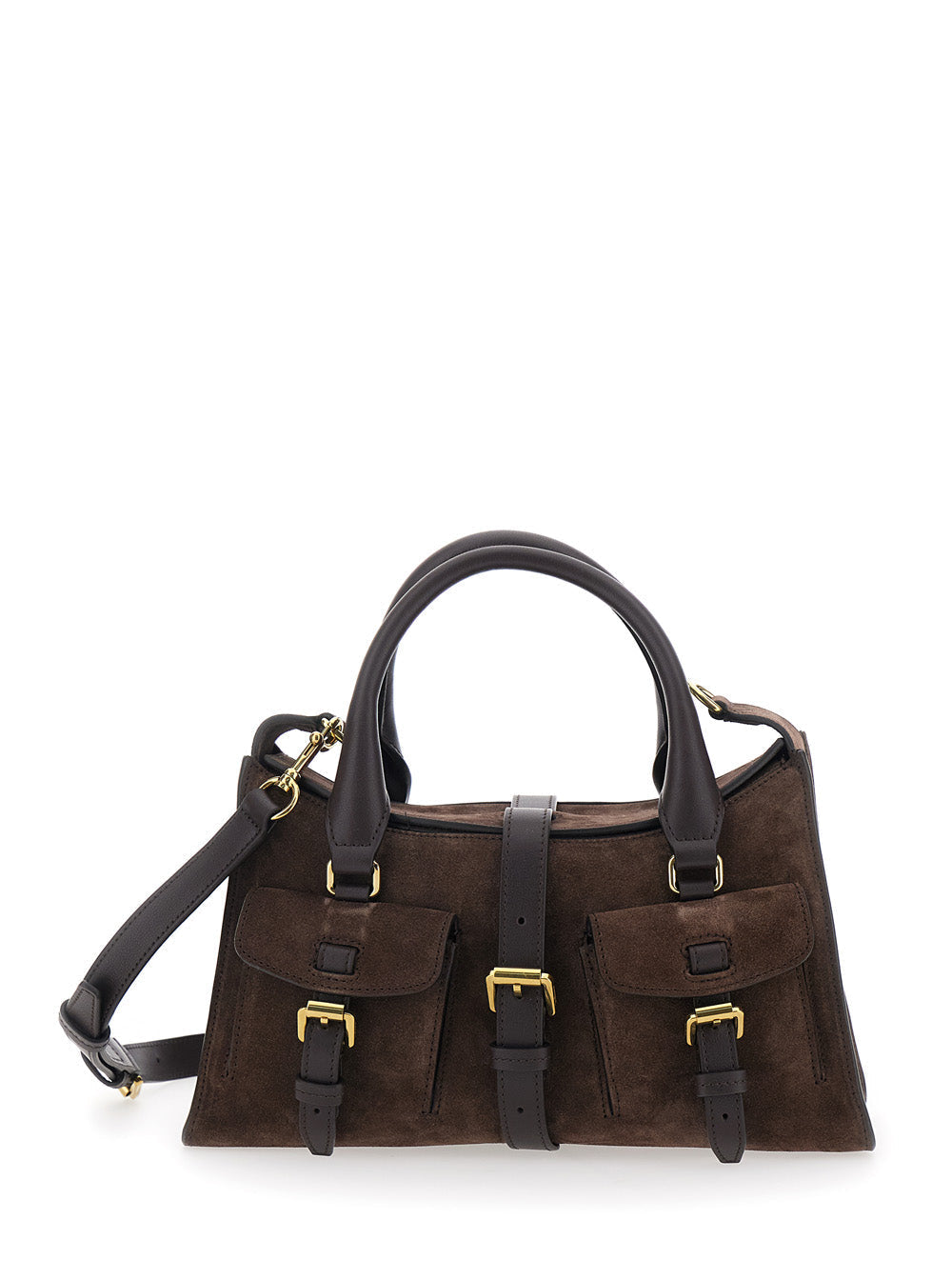 Mulberry Women 'Roxanne' Brown Small Handbag With Adjustable And Removable Shoulder Strap And Two Front Pockets In Suede Woman