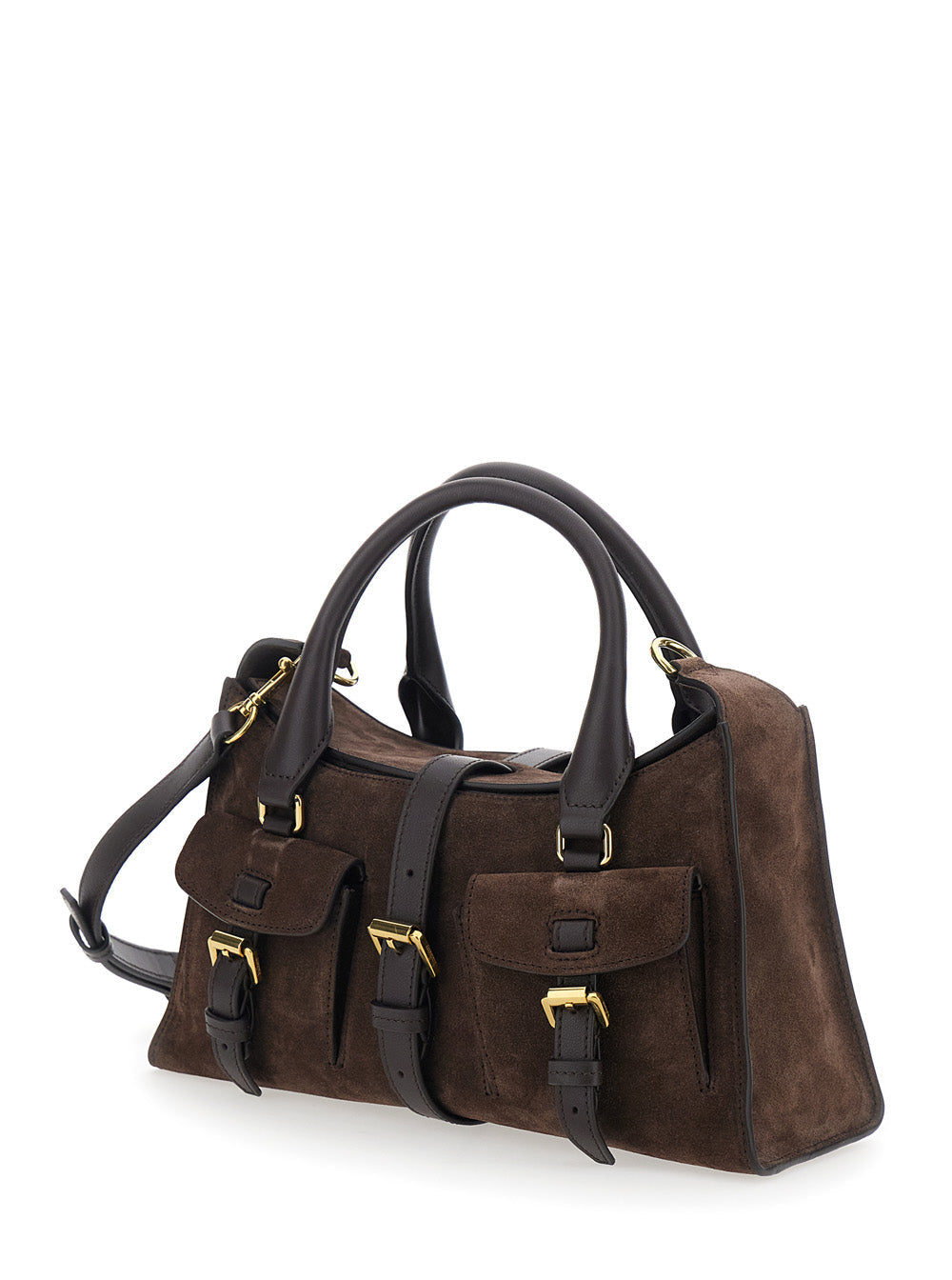 Mulberry Women 'Roxanne' Brown Small Handbag With Adjustable And Removable Shoulder Strap And Two Front Pockets In Suede Woman